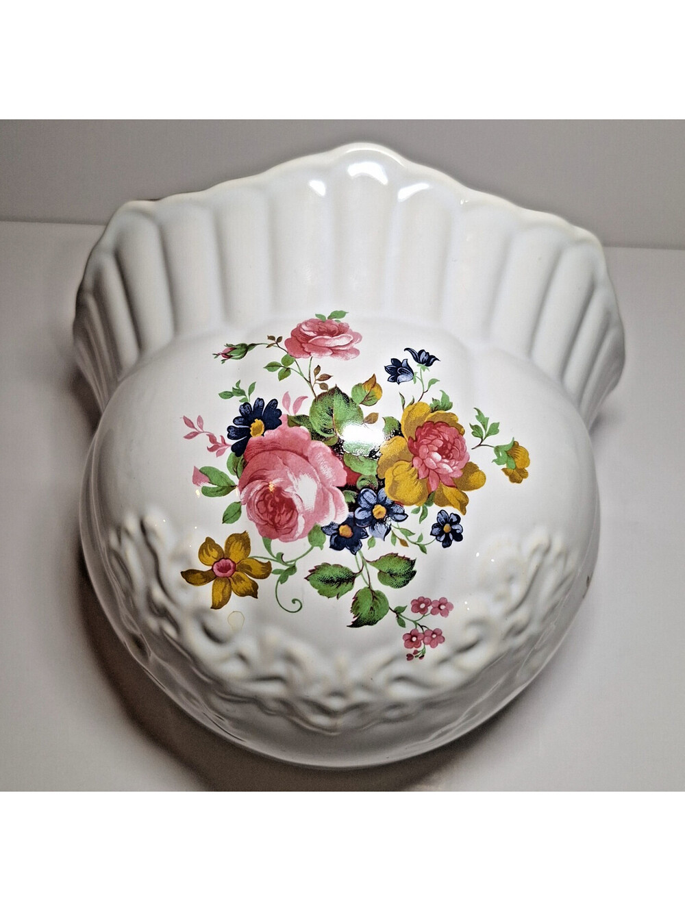 VTG Maryleigh Pottery Staffordshire England Floral Ceramic Wall Pocket Planter